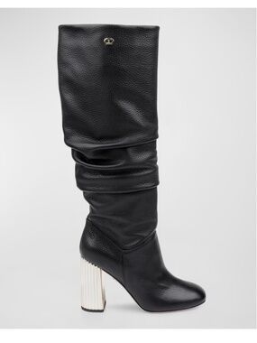 Dee Ocleppo Bethany Leather Slouchy Tall Boots Black SZ 9.5